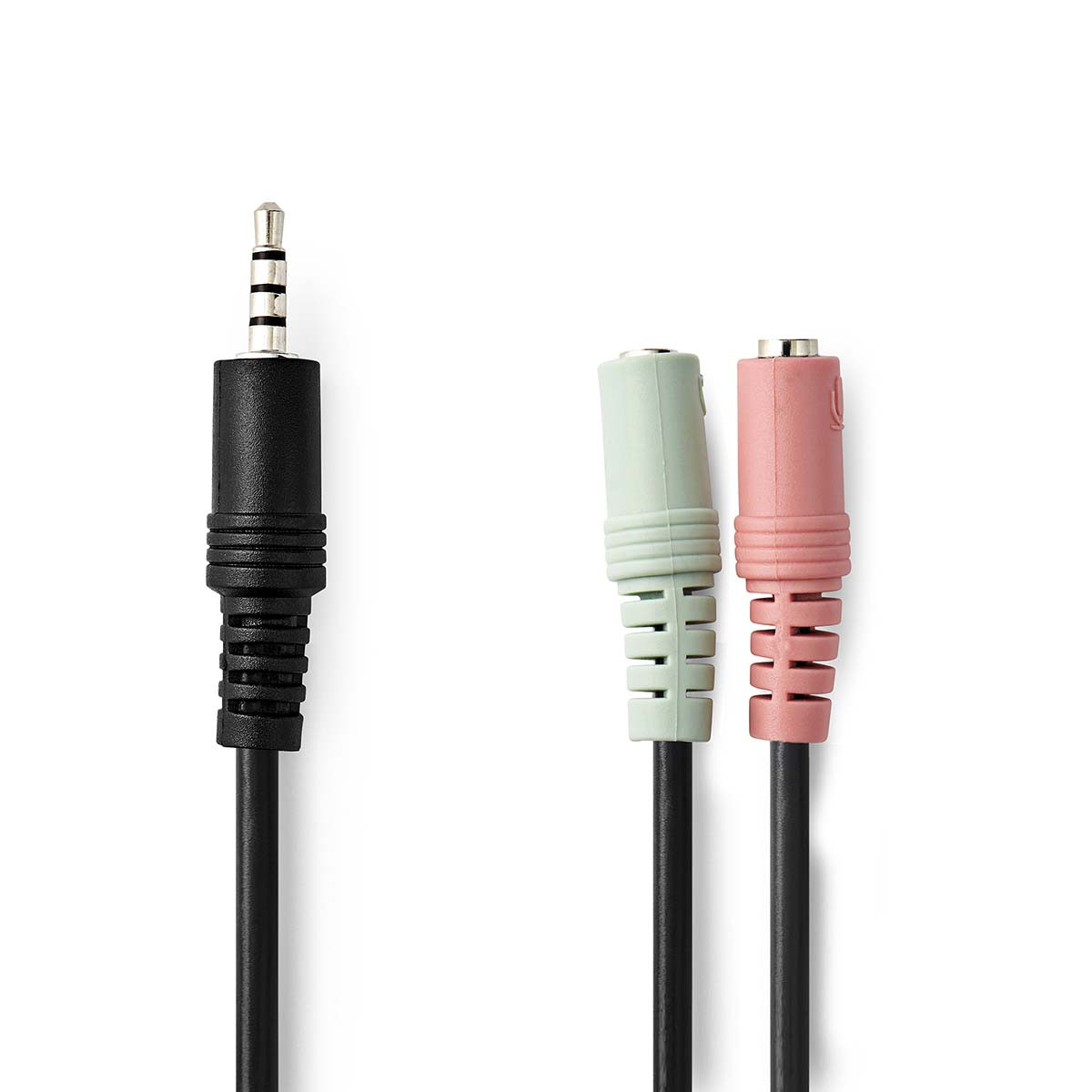 Audiokabel Headset | 3,5 mm Male - 2x 3,5 mm Female | 0,2 m | Zwart
