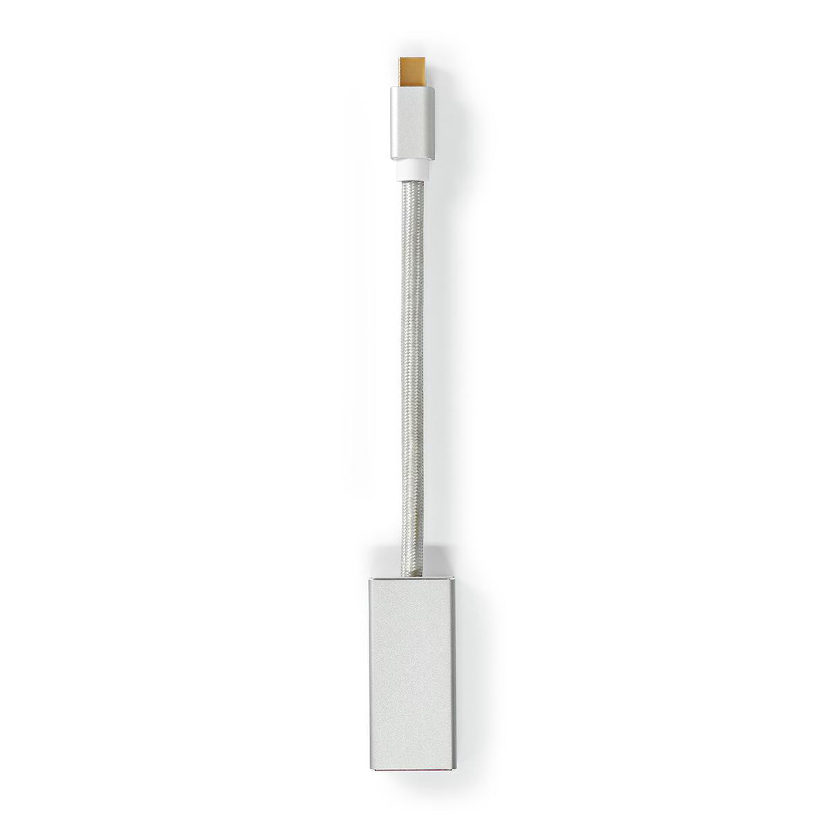 Mini DisplayPort-Kabel | DisplayPort 1.2 | Mini-DisplayPort Male | DisplayPort Male | 21.6 Gbps | Verguld | 0.20 m | Rond | Gebreid | Zilver | Cover Window Box
