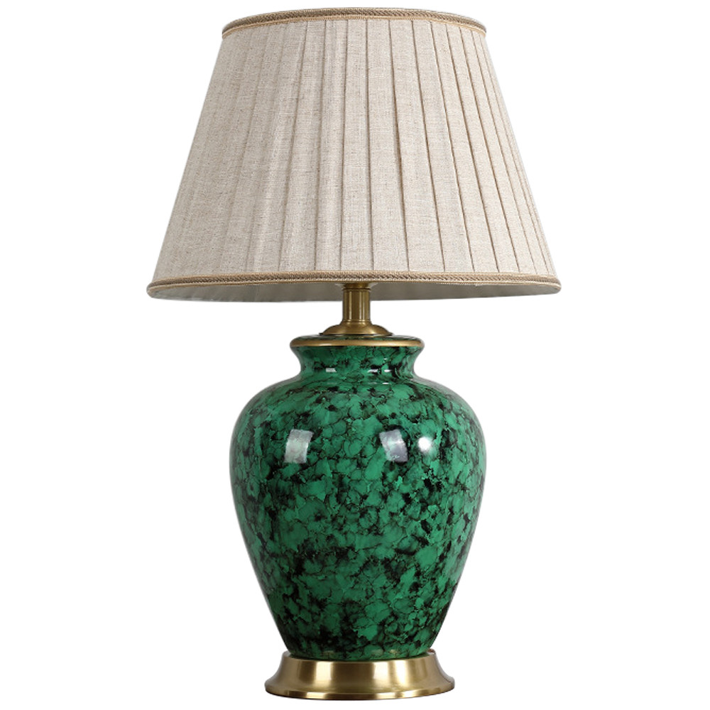 Настольная лампа с абажуром Beige Green Malachite Lampshade