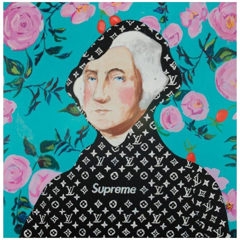 Картина “George Washington in Black Supreme with Floral Background”