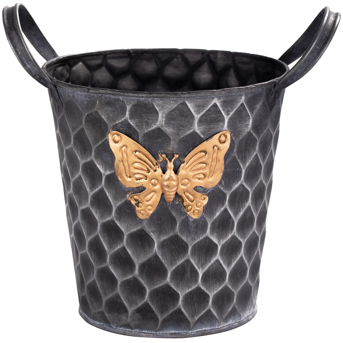 Железное кашпо Gold butterfly design
