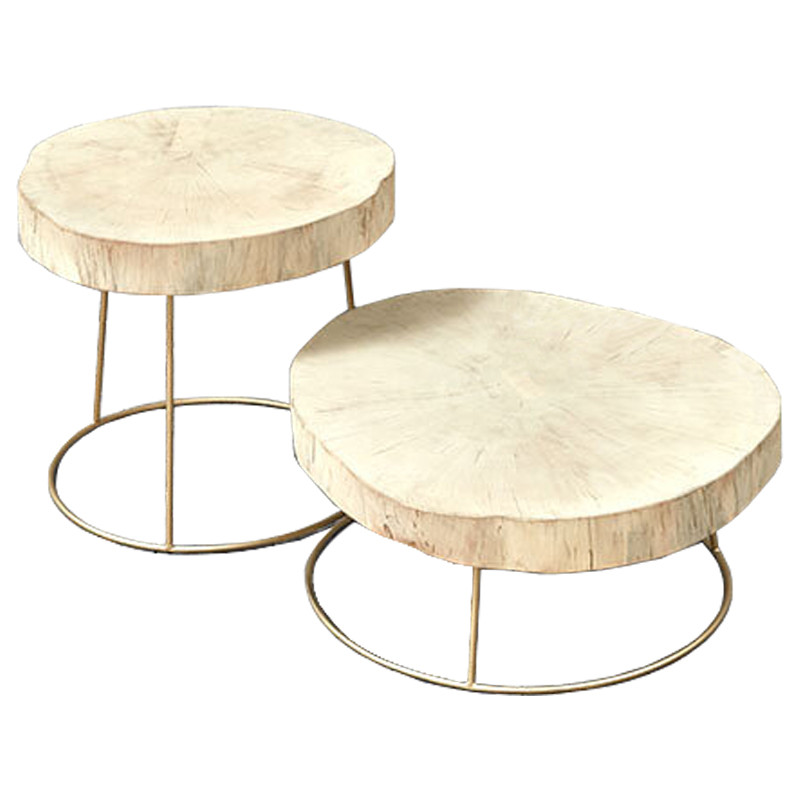 Комплект столиков Saw Cut Beige Wood Coffee Table
