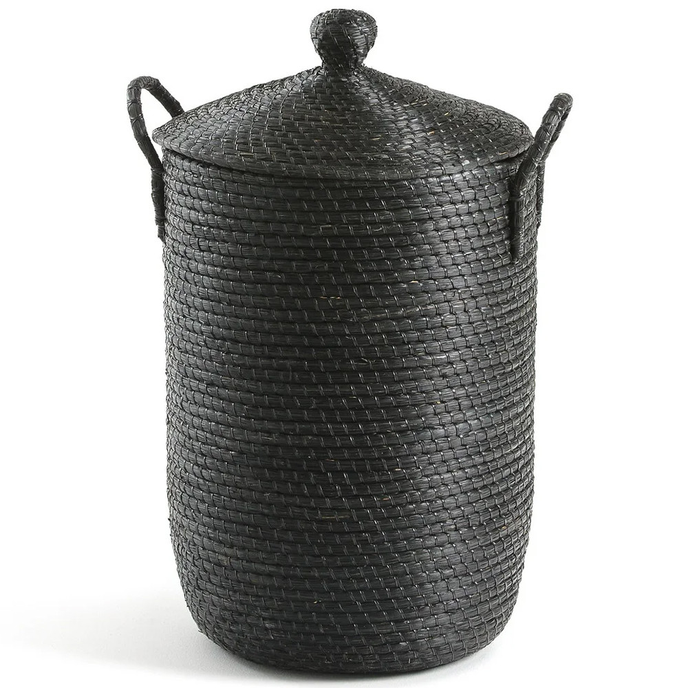 Корзина с крышкой из плетеной рисовой соломы Safiri Wicker Basket