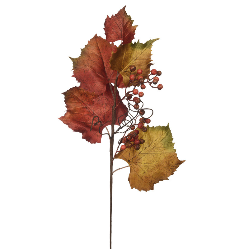 Декоративная ветвь с листьями Осенние дни оранжевый микс