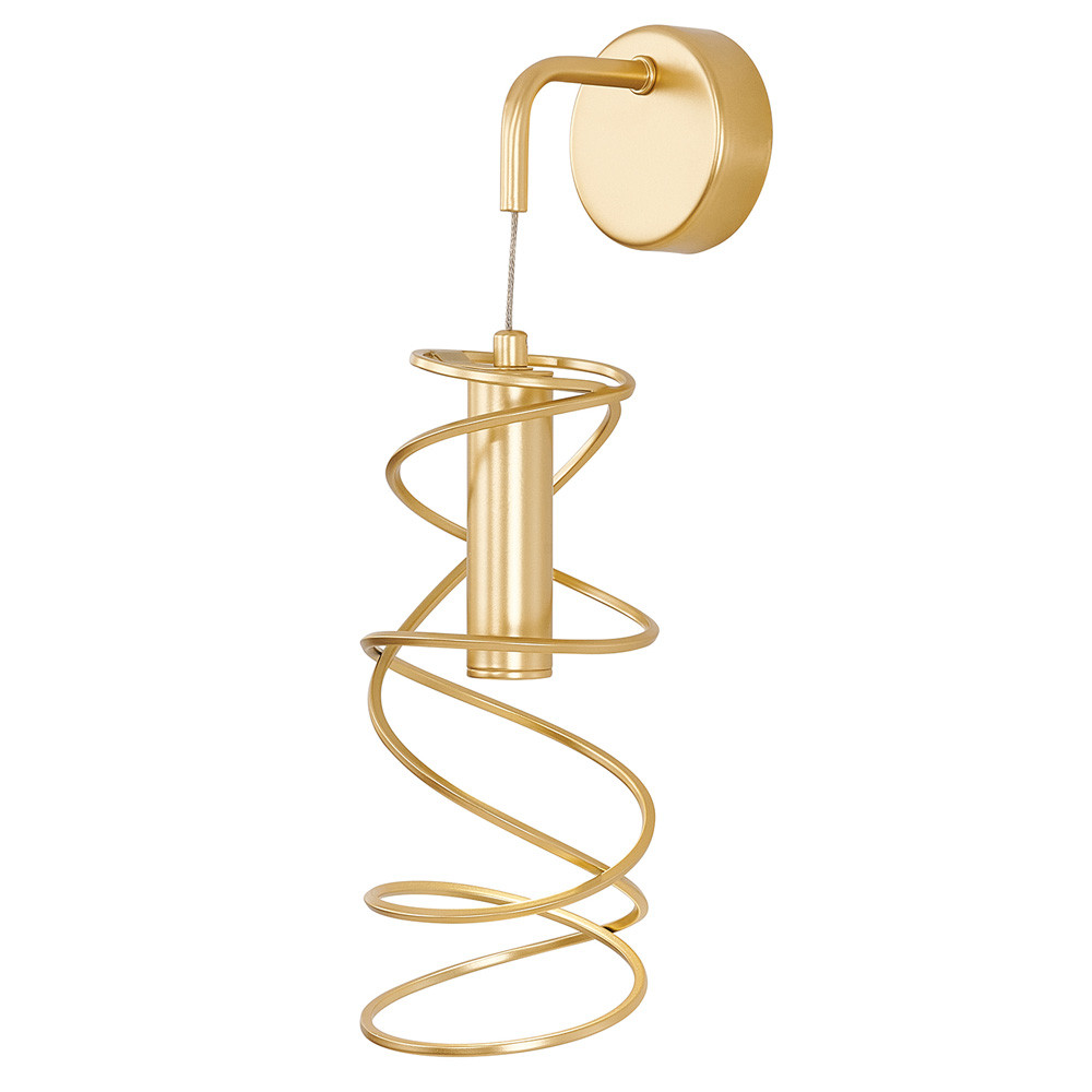 Бра светодиодное из металла со спиральным декоративным элементом золотое Metal Spiral
