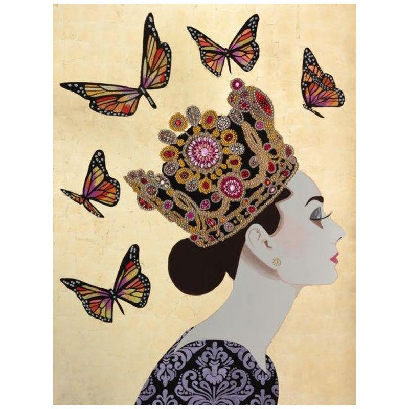 Картина Audrey with Crown and Monarch Butterflies