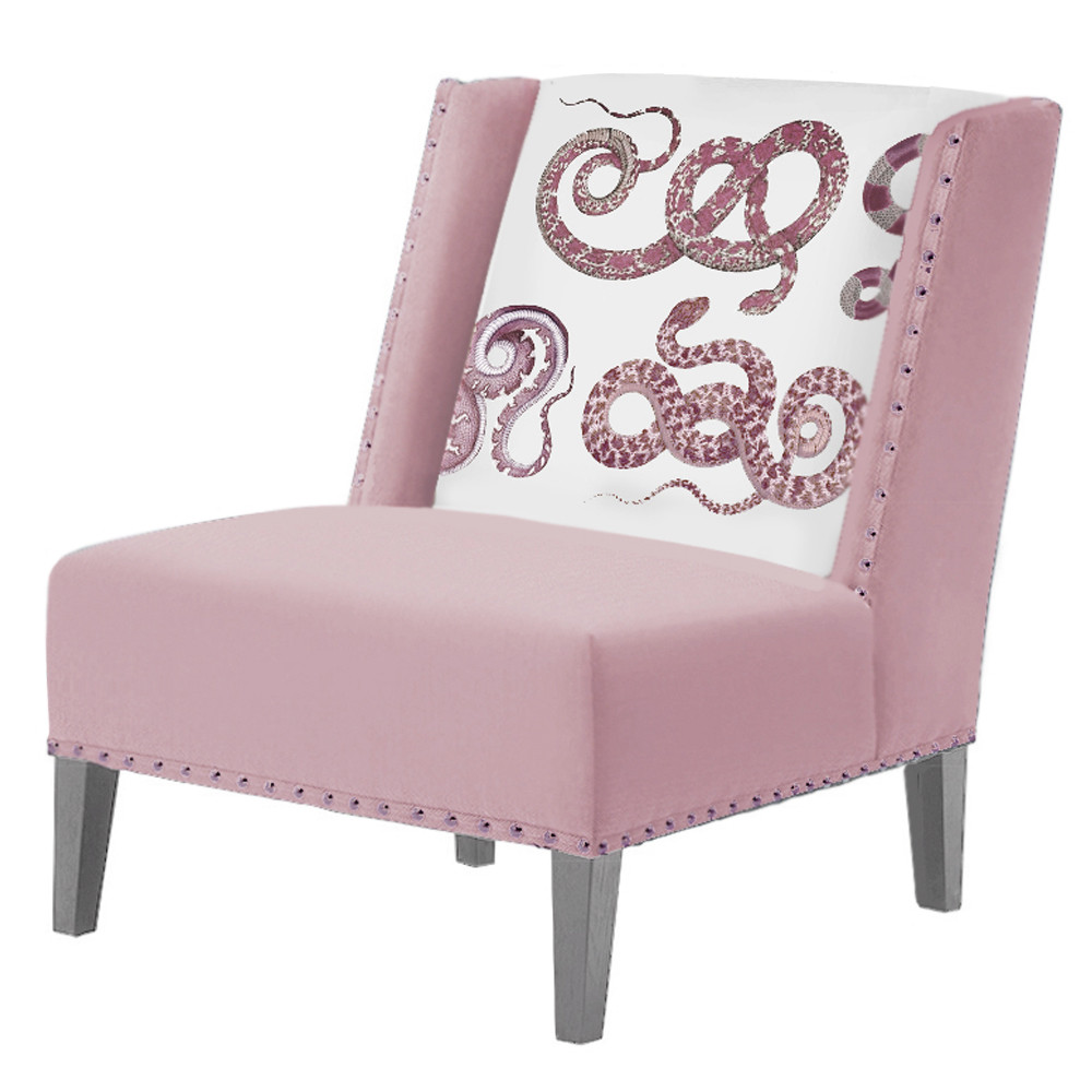 FUN Armchair Snakes Pink-White Дизайнерское кресло с цветным принтом