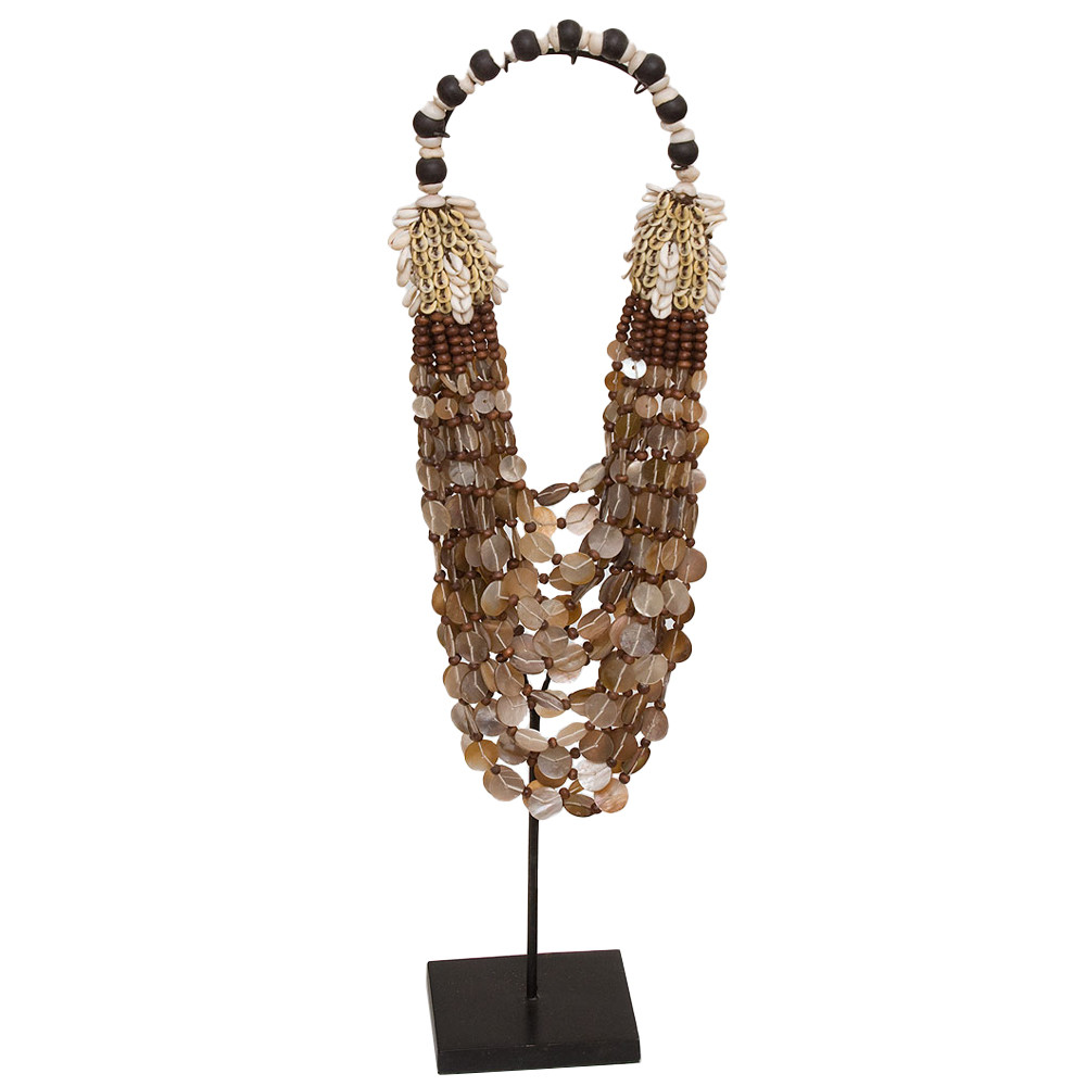Этническое ожерелье из ракушек и круглых бусин Aboriginal Long Necklace Shells