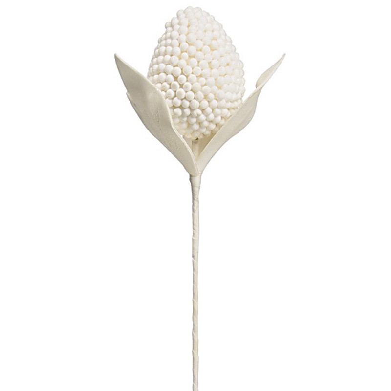 Декоративный искусственный цветок Шишка белоснежная