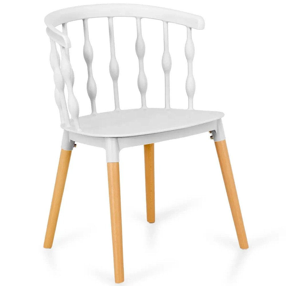 Пластиковый стул на ножках из массива бука Ferret Spiral White