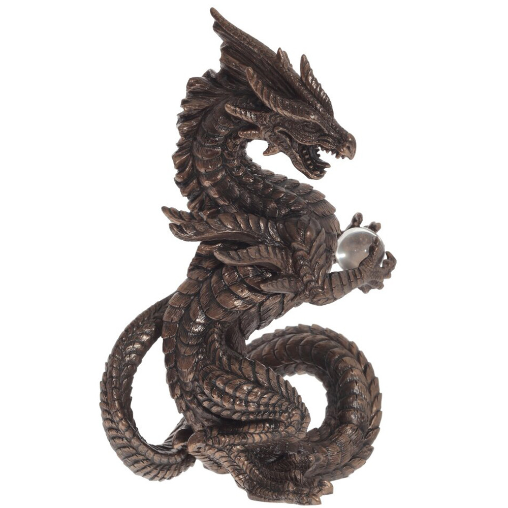 Декоративная статуэтка Дракон Dark Bronze Dragon Holding Sphere Statuette
