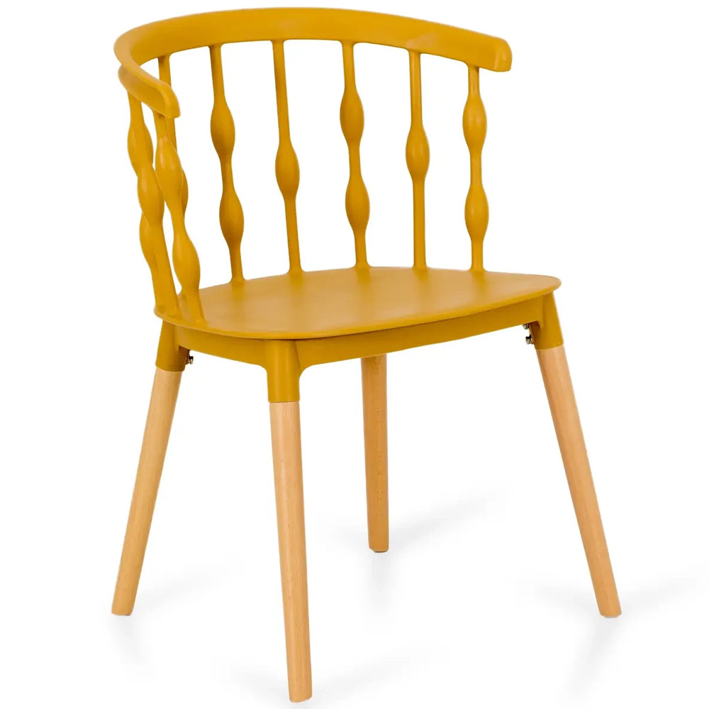 Пластиковый стул на ножках из массива бука Ferret Spiral Mustard