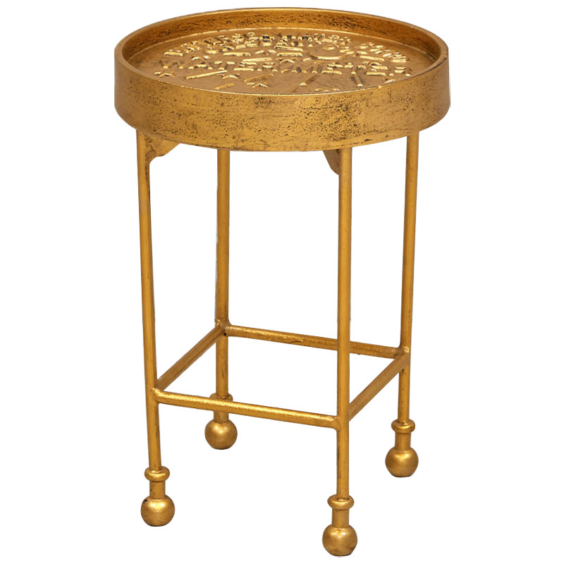 Приставной круглый столик Alain Gold Side Table