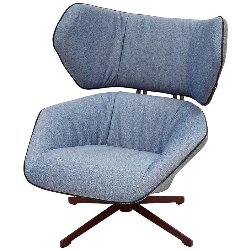 Вращающееся кресло с двухцветной обивкой Wilder Armchair голубой и серый