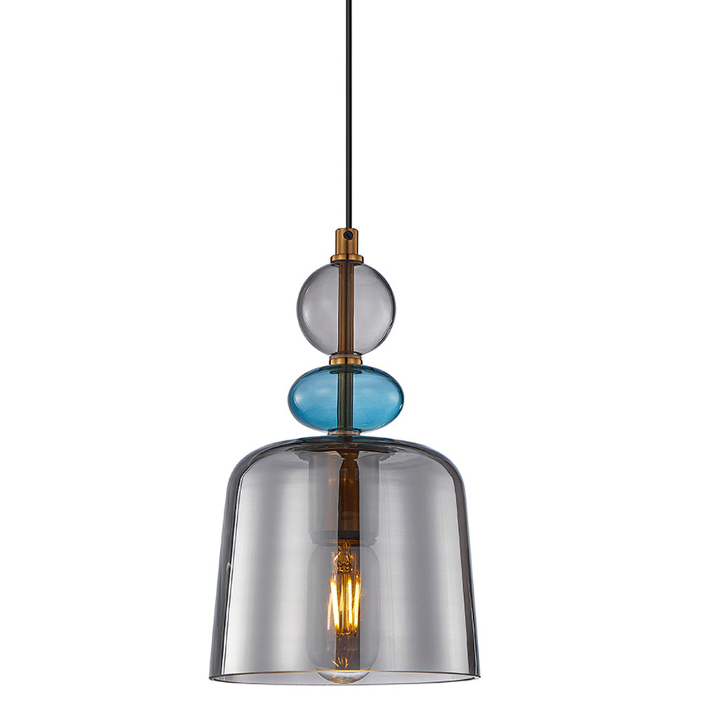 Подвесной светильник со стеклянным плафоном дымчатого цвета Prestige