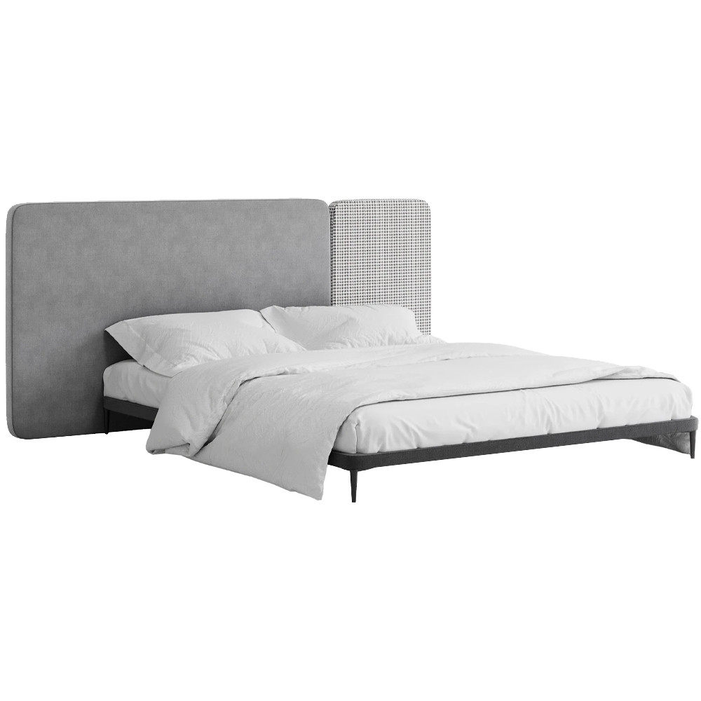 Кровать с большим мягким изголовьем Unity Grey Bed