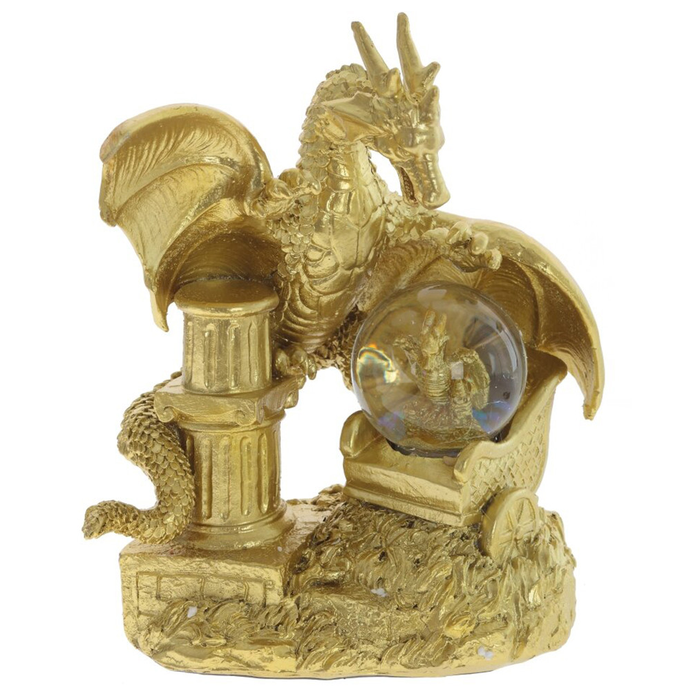 Декоративная статуэтка Дракон и стеклянный шар Dragon and Glass Ball Gold