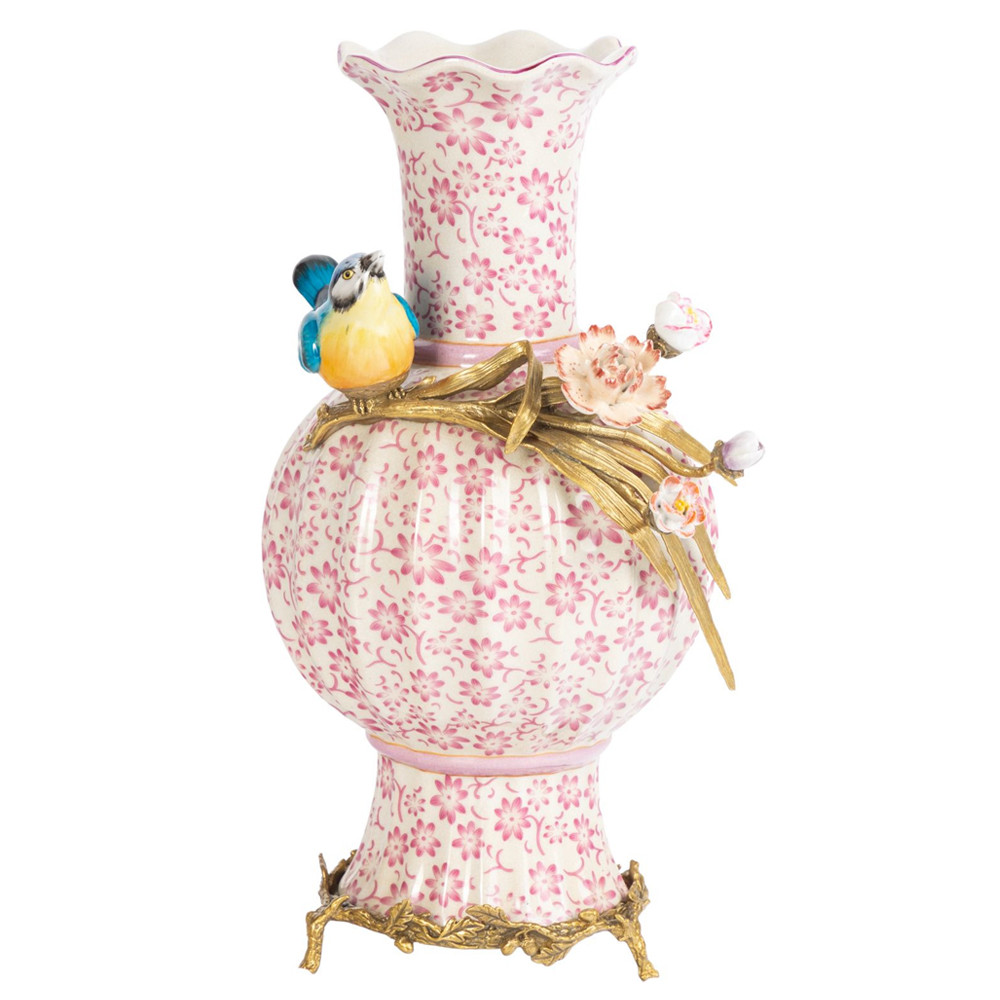 Фарфоровая ваза с розовым цветочным узором Eden Garden