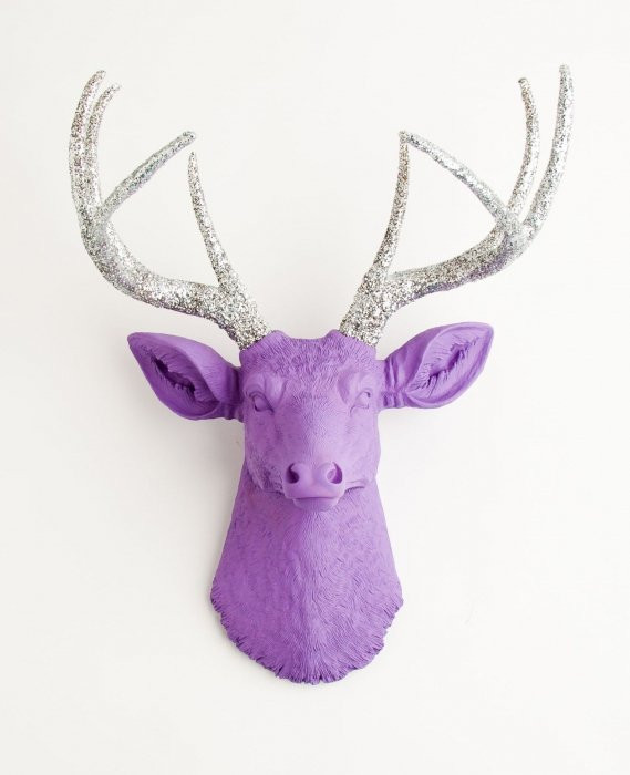 Голова оленя - Фиолетовая / серебряные рога