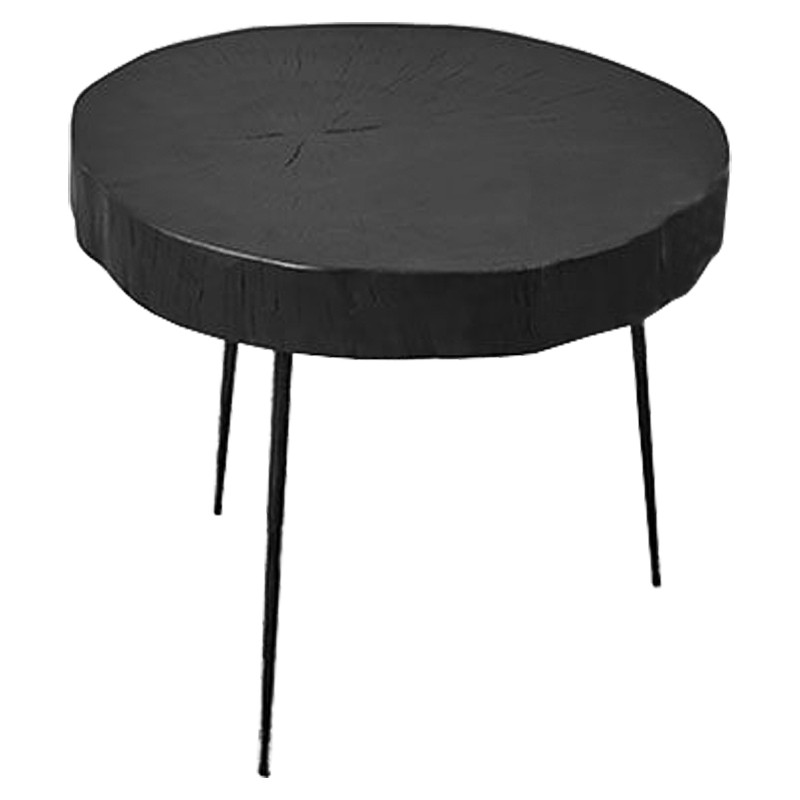 Приставной стол Saw Cut Black Wood Side Table