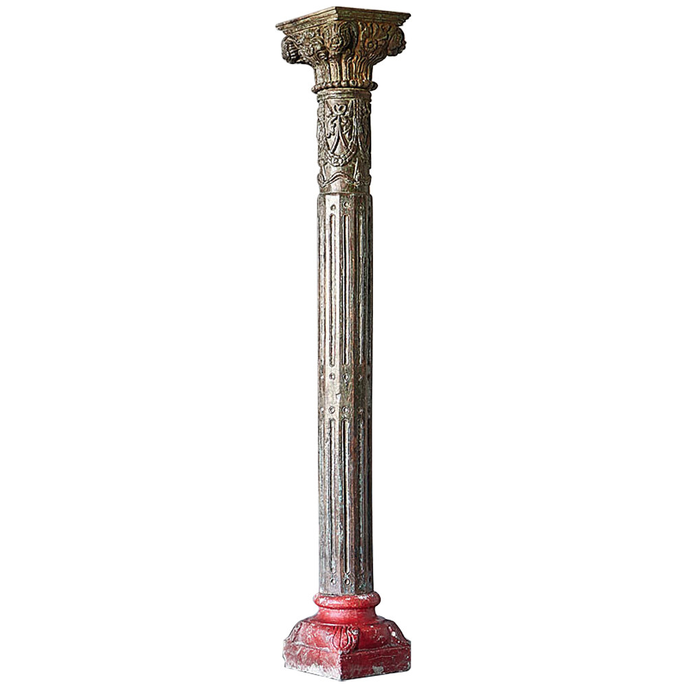 Антикварная колонна из тикового дерева Surat Antique Column Green Red
