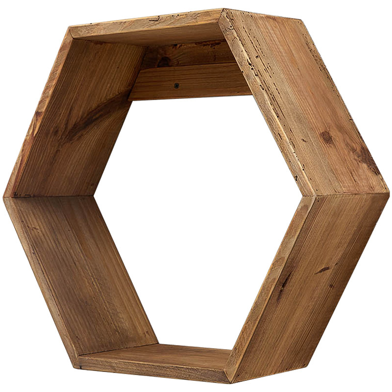 Деревянная полка в виде шестиугольника Wood Honeycomb Shelf