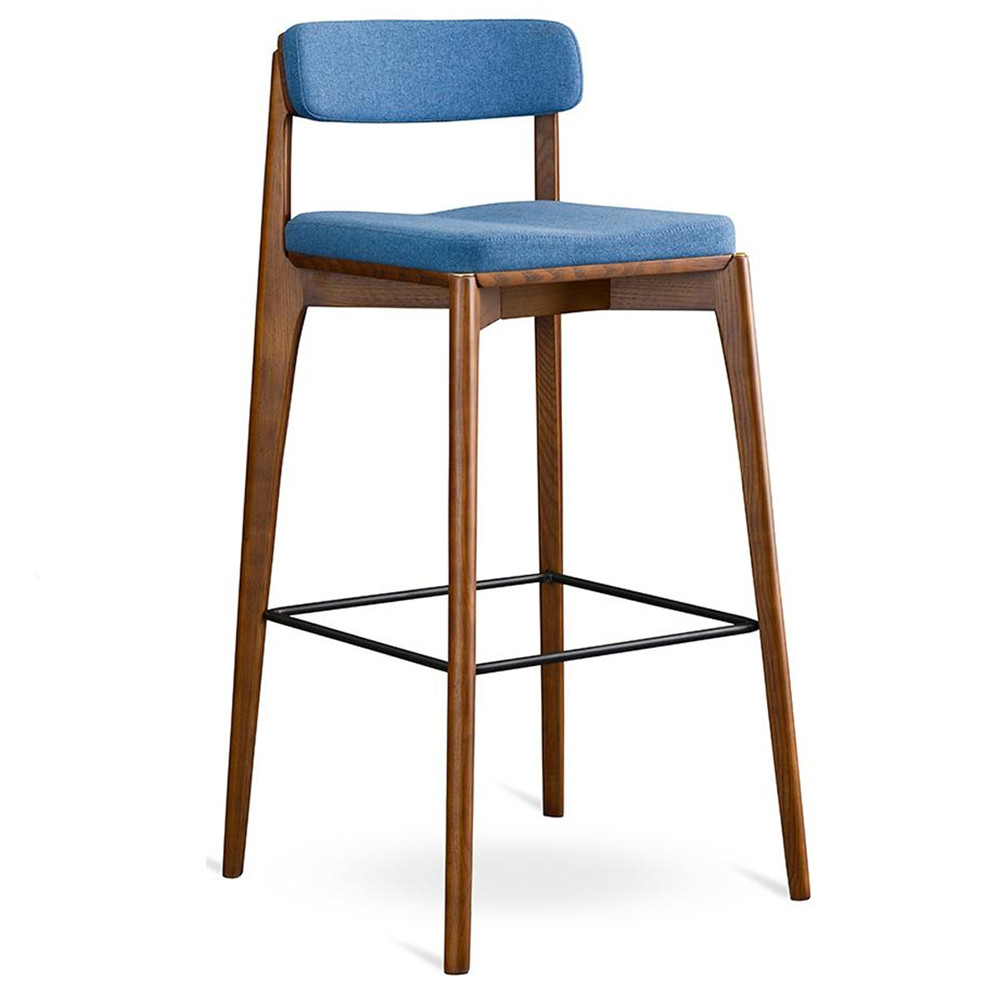 Барный стул из массива ясеня с обивкой из рогожки Elegant Ash