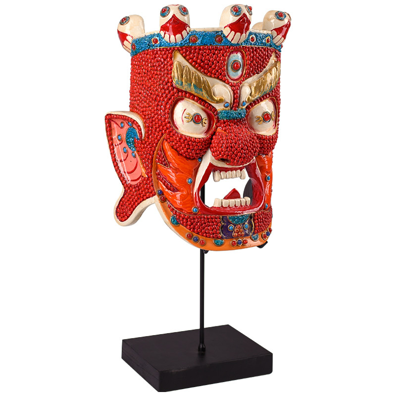 Тибетская буддийская маска божества Red  Jamsran