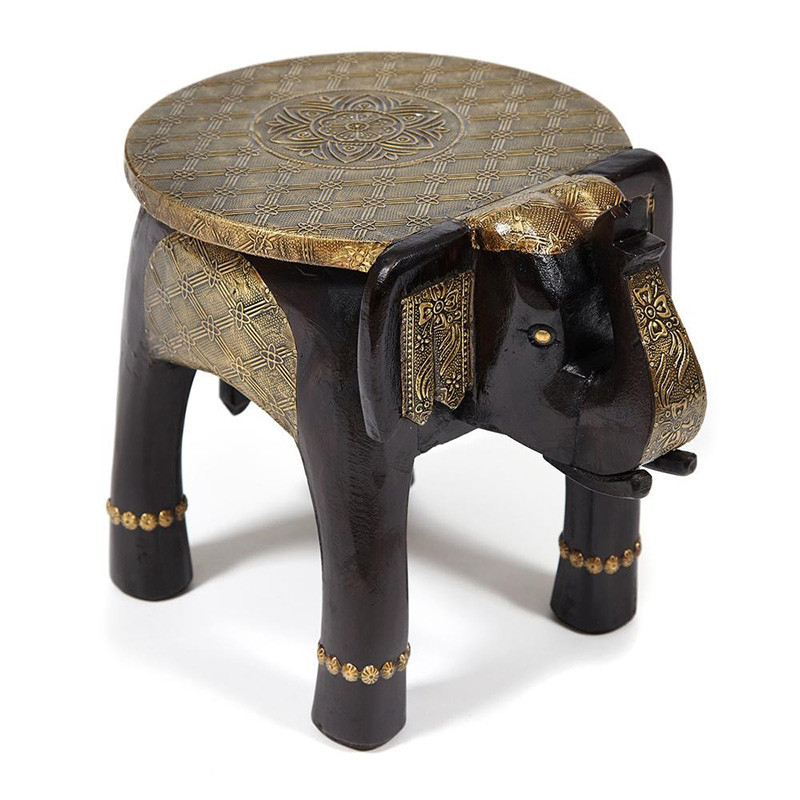 Журнальный стол Antique Indian Brass Mango Wood Elephant Table
