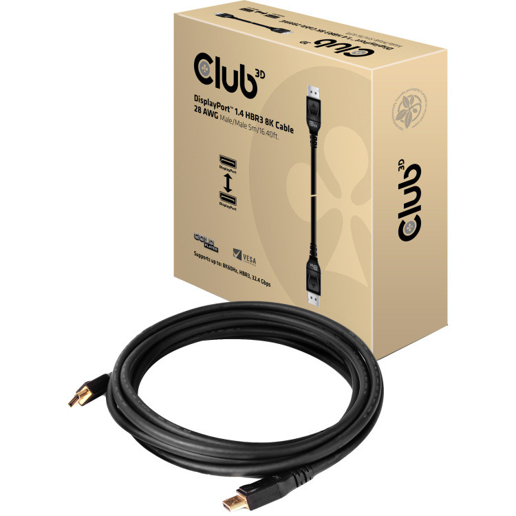 Club 3D DisplayPort 1.4 HBR3 kabel 5 meter, 8K 60Hz