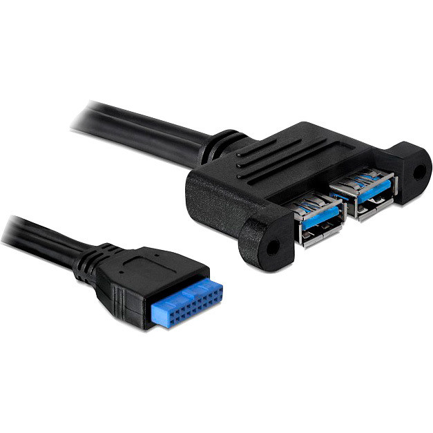 USB 3.0 pin header female > 2x USB-A 3.0 female parallel Kabel