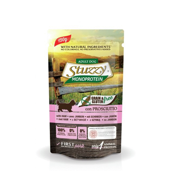 Stuzzy Dog Grain Free Monoprotein Pouch 150 g - Hondenvoer - Ham