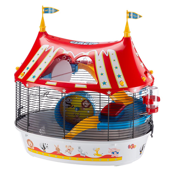 Ferplast Hamsterkooi Circus Fun - Dierenverblijf - 49.5x34x42.5 cm Wit Rood Zwart