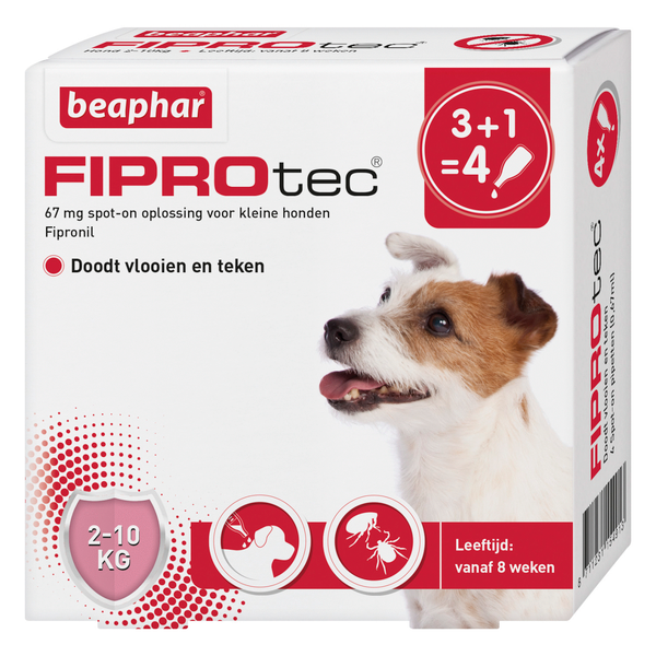 Beaphar Fiprotec Dog 3+1 pip - Anti vlooien en tekenmiddel - 2-10kg 2-10kg