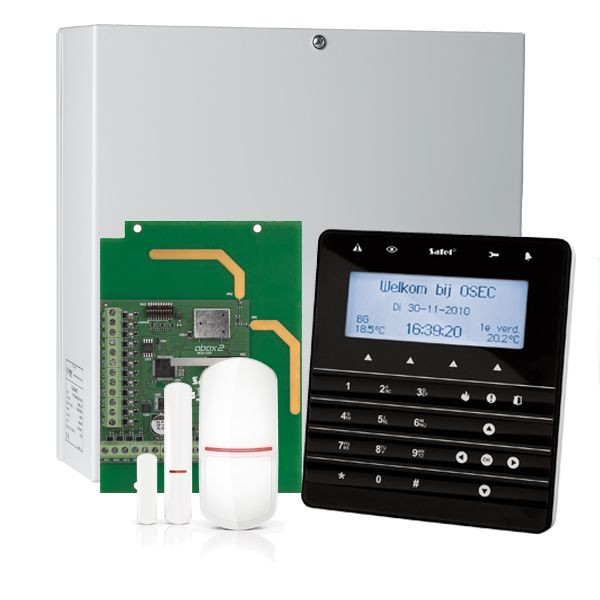 INTEGRA 32 RF - met wit soft touch LCD bediendeel, RF module, draadloze multifunctionele detector en PIR-Zwart