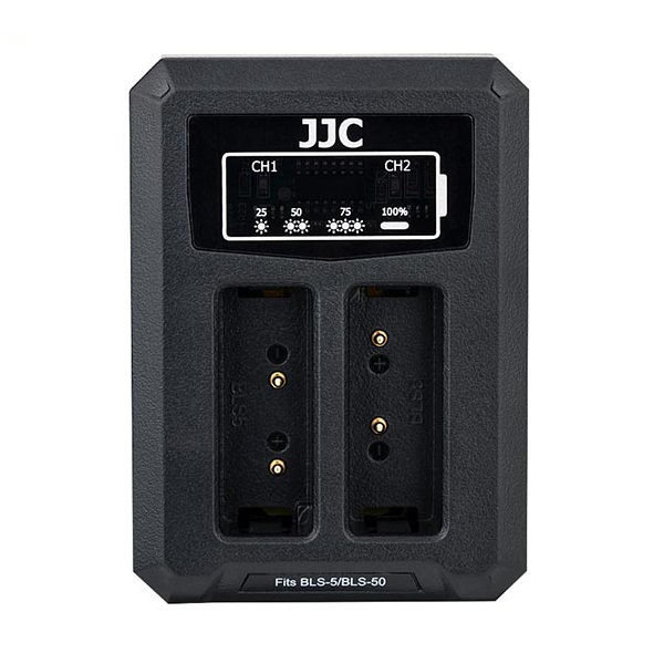 JJC DCH-BLS5 USB Dual Battery Charger (voor Olympus BLS1/BLS5/BLS50)