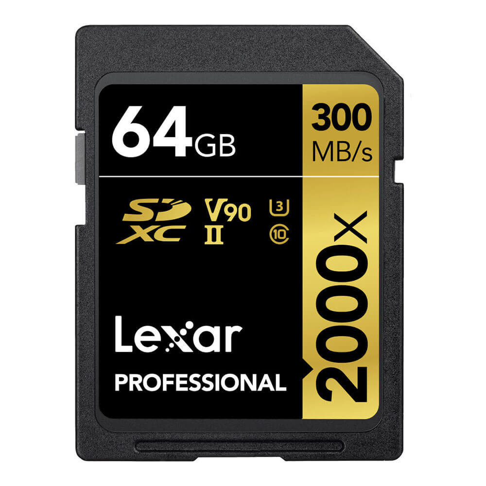 Lexar 64GB SDXC Pro UHS-II U3 V90 2000x 300MB/s geheugenkaart