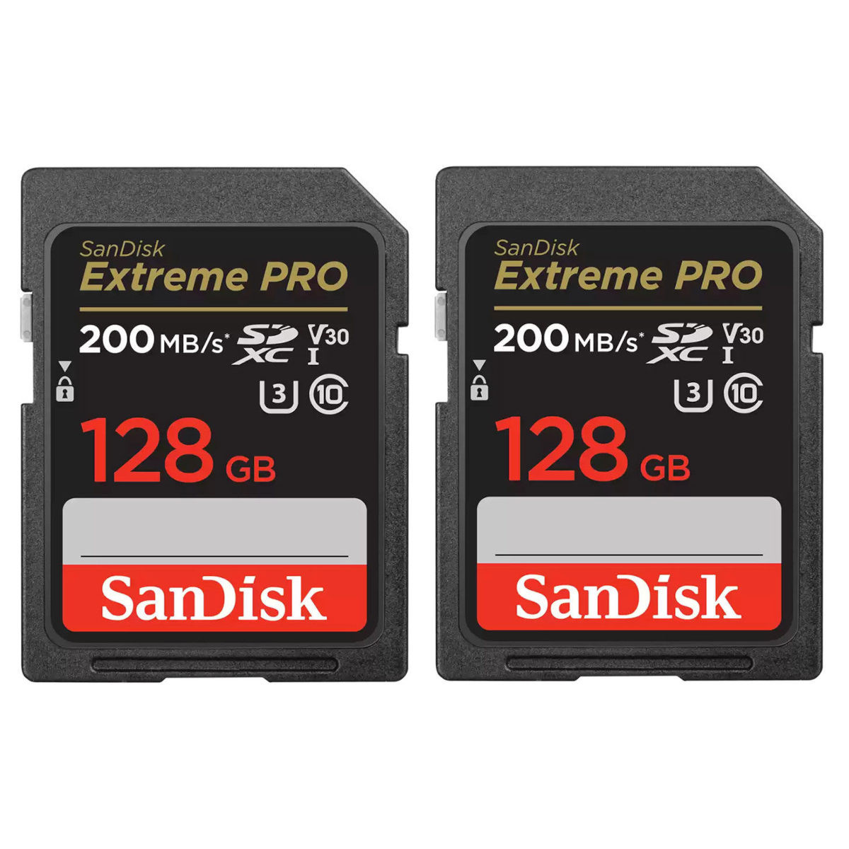 SanDisk 128GB SDXC Extreme Pro UHS-I U3 V30 200MB/s geheugenkaart - Rescue Pro DL 2Y - 2-pack