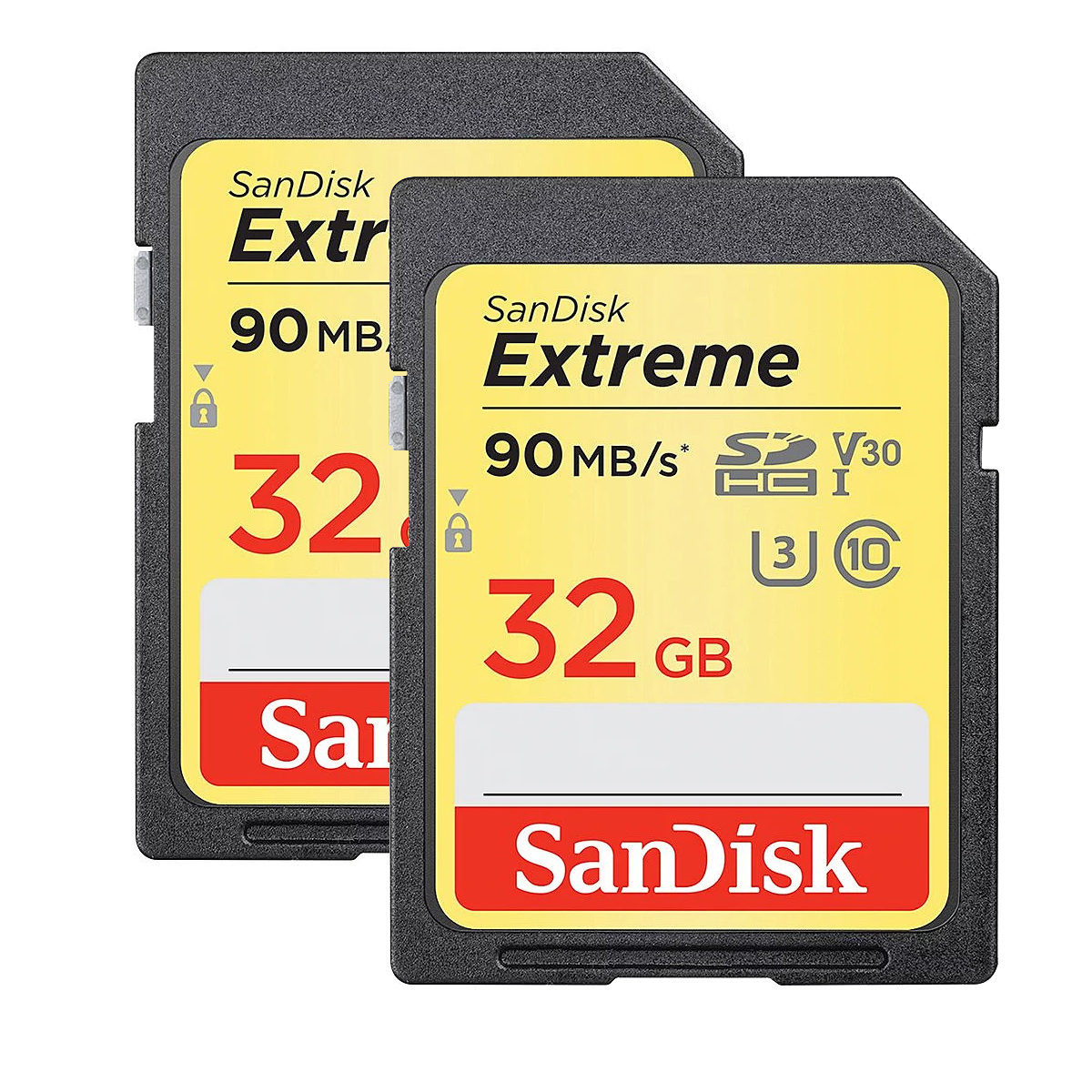 SanDisk 32GB SDHC Extreme UHS-I U3 90MB/s V30 geheugenkaart - 2 stuks