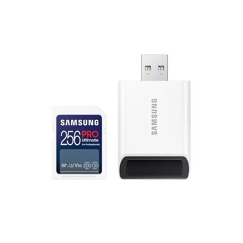 Samsung 256GB SDXC Pro Ultimate UHS-I U3 V30 200MB/s geheugenkaart met kaartlezer