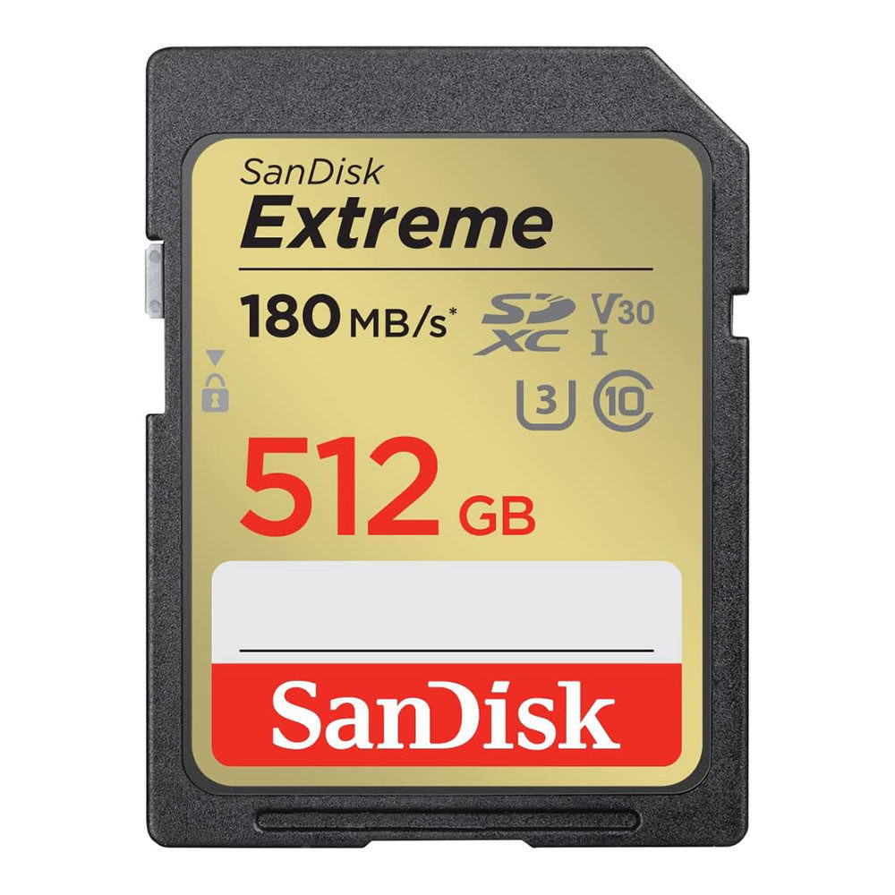 SanDisk 512GB SDXC Extreme UHS-I U3 V30 180MB/s geheugenkaart - Rescue Pro DL 1Y