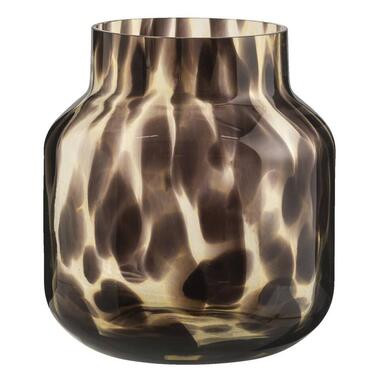 Vaas Luna - luipaard print - glas - 22,5xø21 cm - Leen Bakker