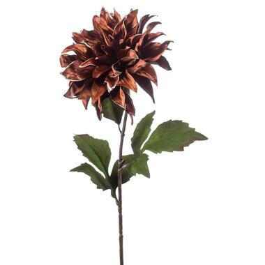 Kunstbloem Dahlia - bruin - 65 cm - Leen Bakker