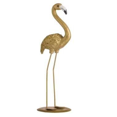 Ornament Flamingo - goudkleur - 26,5x10x8,5 cm - Leen Bakker