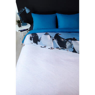 Ambiante dekbedovertrek Penguins - blauw - 140x200/220 cm - Leen Bakker