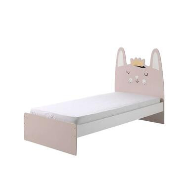 Vipack bed Rabbit - wit/roze - 204x121x99 cm - Leen Bakker