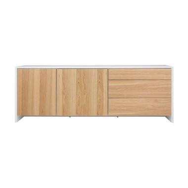 Tenzo dressoir Profil 2 deuren en 3 lades - wit/eikenkleur - 80x220x47 cm - Leen Bakker