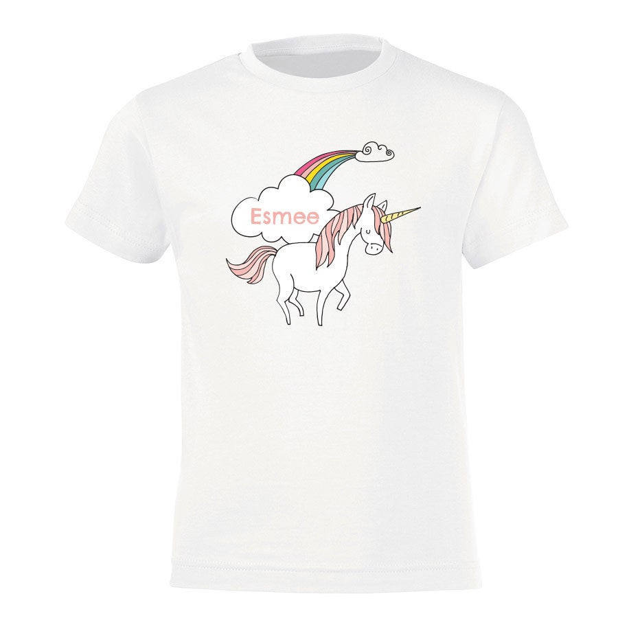 Unicorn T-shirt voor kinderen bedrukken - Wit - 10 jaar
