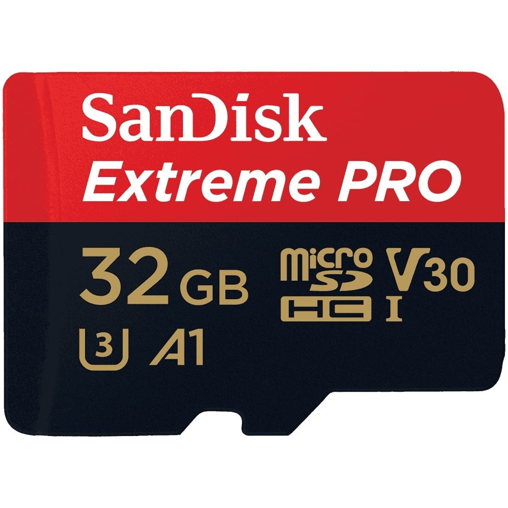 SanDisk MicroSDHC Extreme PRO 32GB 100 mb/s - A1 - V30 - SDA - Rescue Pro DL 1Y Micro SD-kaart Zwart