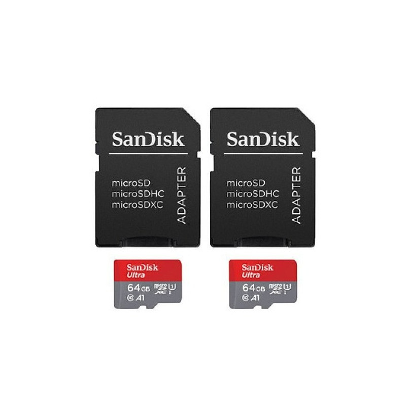 SanDisk MicroSDXC Ultra 64GB 140mb/s C10 - SDA UHS-I 2 pack Micro SD-kaart